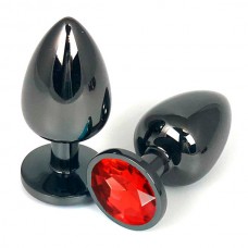 Пробка анальная "Vandersex", M, металл, красный кристалл, Black