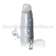 Насадка стимулирующая Deluxe Vibrating Penis Enhancer со стимулятором клитора прозрачная