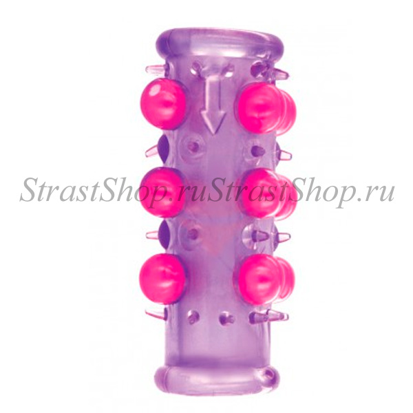 Насадка на пенис с розовыми бусинками Silicone Lil Pearl Pleasure Sleeve фиолетовая (PD2217-12)
