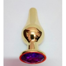 Пробка анальная "Vandersex", S, танго, металл, фиолетовый кристалл, Gold