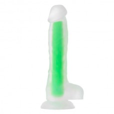 Фаллоимитатор, светящийся в темноте, Wade Glow, силикон, прозрачно-зеленый, 14,5 см
