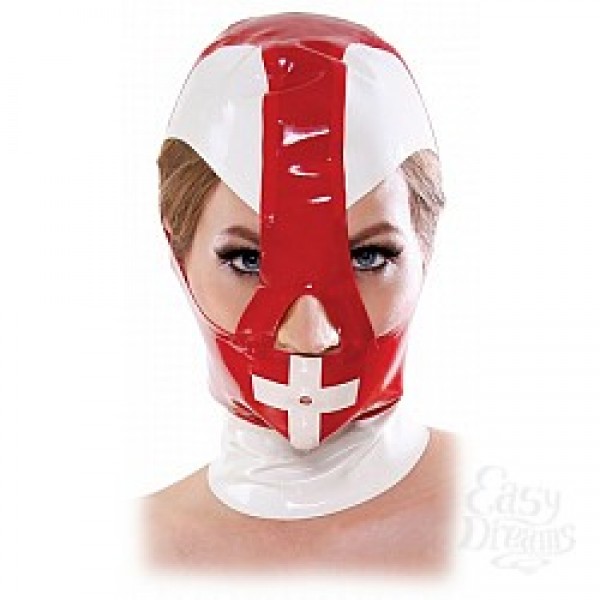 Маска медсестры на голову Malpractice Mask из винила красная (PD3695-00)