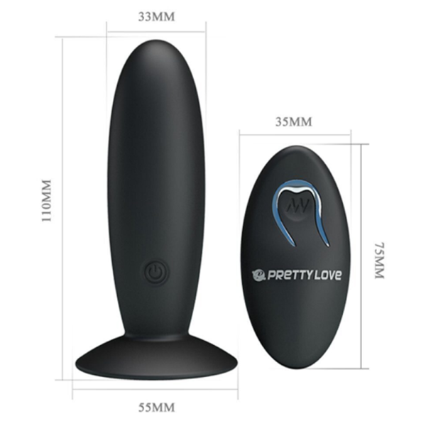 61462 Анальная пробка с беспроводным пультом управления Baile Pretty Love Remore Control Vibrating Plug, черная. 